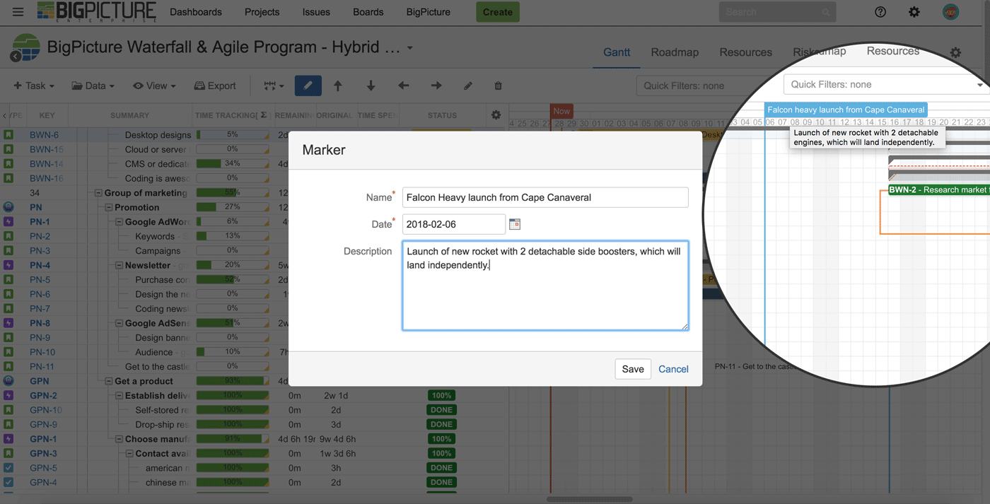 Create marker in Jira BigPicture
