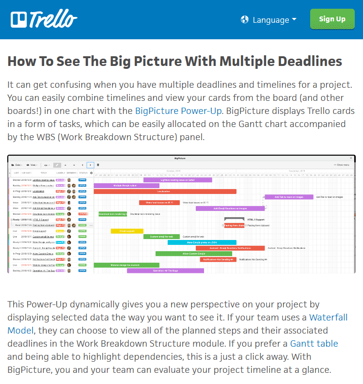 Trello big picture multiple deadlines