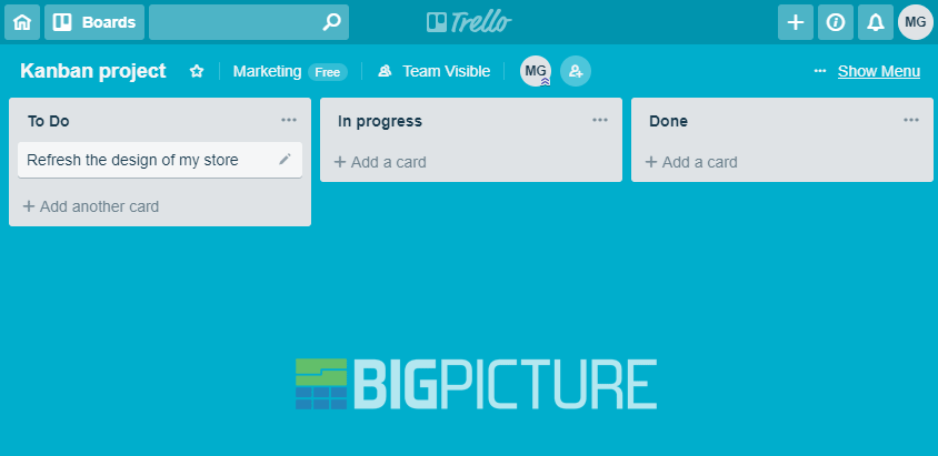 Trello Kanban project management